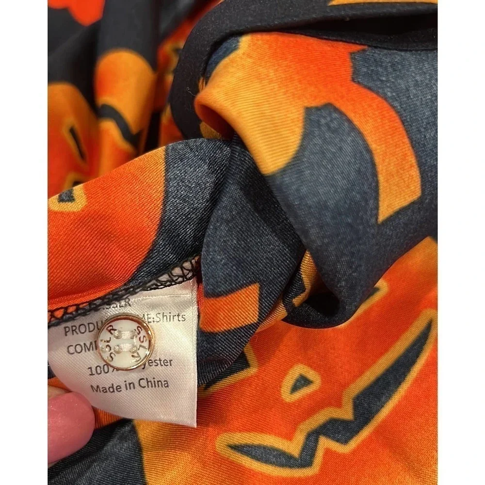 Pumpkin Halloween‎ Bowling Shirt Boys Youth Medium Orange Pumpkins